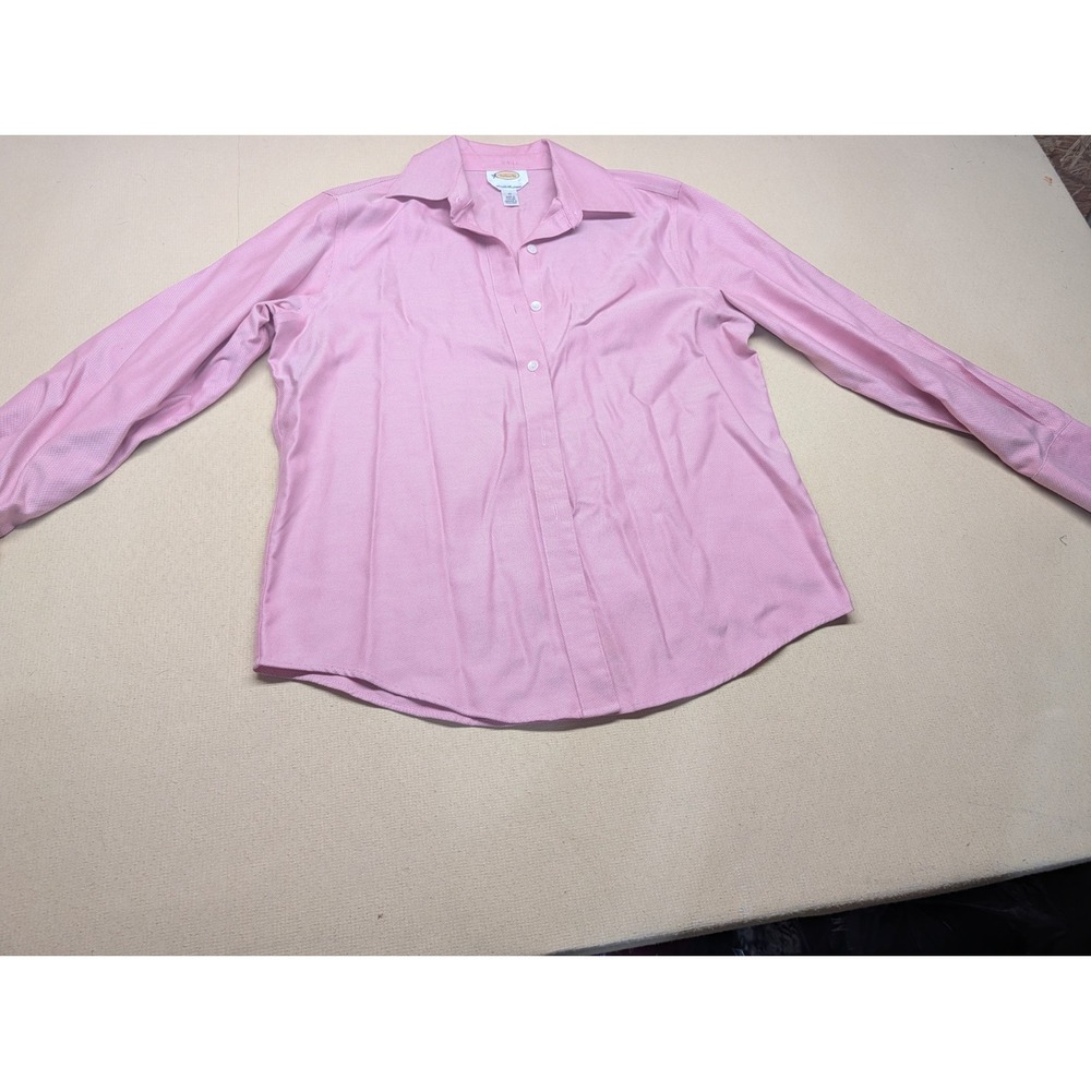 Talbot's Women Size 10 Button Up Pink Long Sleeve Wrinkle Resistant 100% Cotton